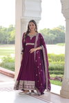 KA 1215 Vichitra Silk Embroiderey Work Gown With Dupatta Wholesale Market In Surat